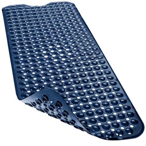 "Linoows Bathtub and Shower Mats, Extra Long Non-Slip Bath Mat 40x16"", Bathtub Mat with Suction Cups and Drain Holes for Bathroom, Shower Mat M (40"" X 16"" (Retangu"