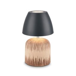 BRILONER - Rechargeable LED Table lamp IP44 with Touch, dimmable, Ceramic Base, Battery lamp, Bedside, no Cord, Outdoor use, 13,5x22 cm, Anthracite-Wood