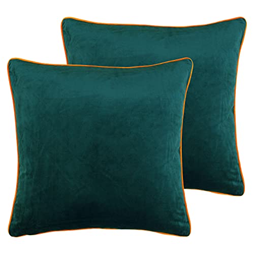 Paoletti Meridian Polyester Filled Cushions (Twin Pack), Polyester, Teal/Clementine