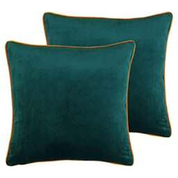 Paoletti Meridian Polyester Filled Cushions (Twin Pack), Polyester, Teal/Clementine