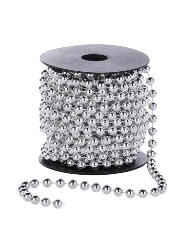 Christmas Tree Beaded Garland Decoration, 10 m, Silver