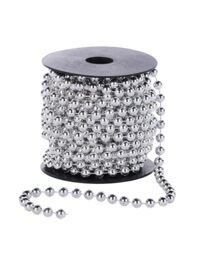 Christmas Tree Beaded Garland Decoration, 10 m, Silver