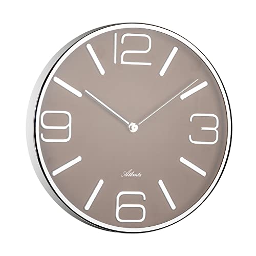 Atlanta Modern Quartz Wall Clock 30 cm Metal Mineral Glass Brown Dial - 4515/3