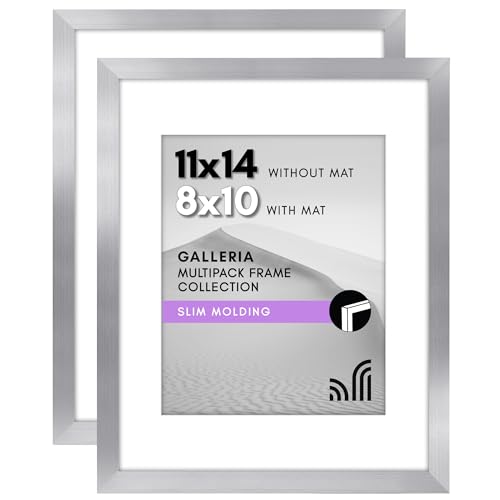 Americanflat Silver 11x14 Picture Frame Set of 2 with Polished Plexiglass and Classic Design for Wall Display