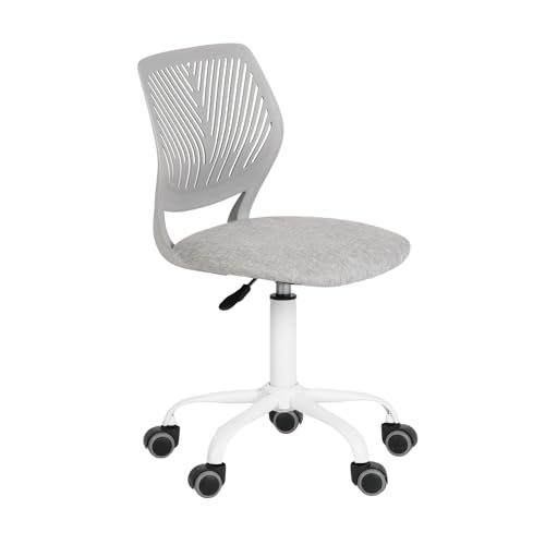 FurnitureR Small Video Game Chair, Ergonomic Desk Chair without Armrests, Compact Swivel Chair with Seat Height Adjustment and Quiet Rubber Wheels, Modern Design for Gaming and Work