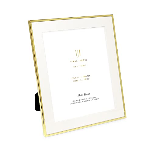 Isaac Jacobs 10x12 (Matted 8x10) Gold Metal Picture Frame, Classic Metal Photo Frame Made For Tabletop & Hanging Display, Home and Office Décor, Photo Gallery and Wall Art (10x12 (Matted 8x10), Gold)