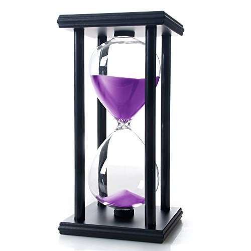 Bellaware Hourglass Sand Timer, 60 Minutes Wood Sand Clock, Purple