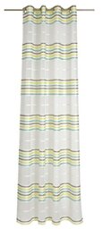 Deko Trends Eyelet Curtain, fabric, Wool White-Yellow-Taupe-Turquoise, 245x144x245 cm