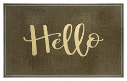 Hanse Home Rubber Doormat for Indoor and Outdoor Use 45 x 75 cm Hello Design Door Mat Weatherproof, Non-Slip for Entrance Area and Outdoor Use - Black, Gold