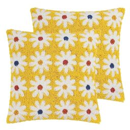 Heya Home Daisy New Knitted Feather Filled Cushion Mellow - Twin Pack