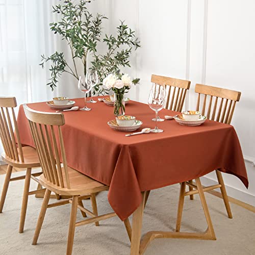maxmill Slubby Textured Harvest Tablecloth Stain Resistant Waterproof and Wrinkle Resistant Washable Table Cloth, Thanksgiving Party Fabric Table Cover for Dining Room, Rectangle 60 x 120 Inch, Rust