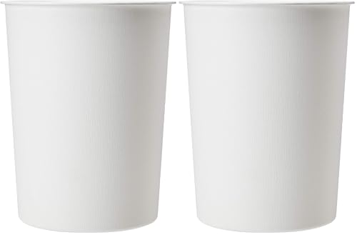 JVL Quality Vibrance Clean White Lightweight Plastic Waste Paper Basket Bin (Pack of 2)