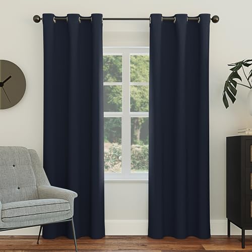 "Sun Zero Easton Energy Saving Blackout Grommet Curtain Panel, 40"" x 54"", Navy Blue"