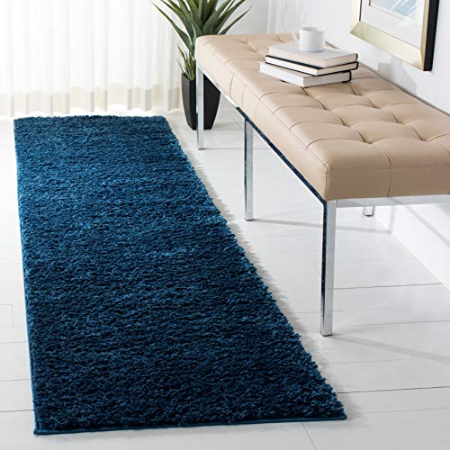 Safavieh Shag Rug for Living Room, Dining Room, Bedroom, August Shag Collection, Short Pile, in Navy, 80 x 180 cm