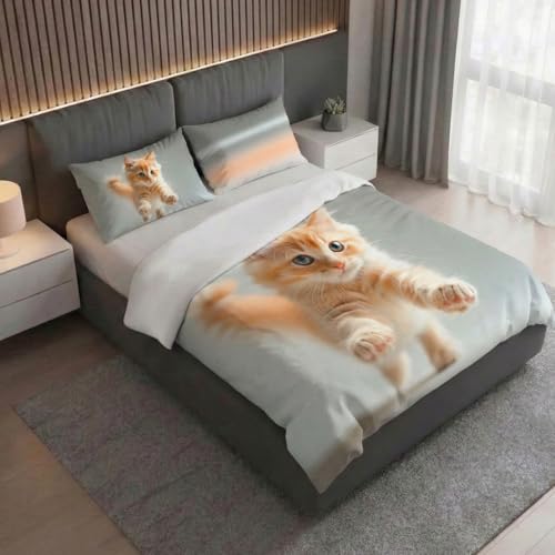 Gabel Tom Duvet Cover Set, 200 x 205 cm, Pure Cotton, Brezza, Digital Photo Print, Sistema Più Mio