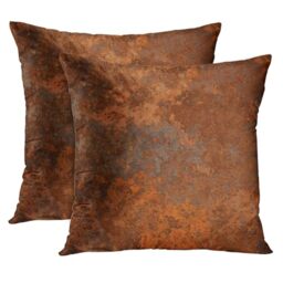 Emvency Set of 2 Throw Pillow Covers Case Brown Copper Old Rusty Metal High Resolution Orange Rustic Decorative Pillowcase Cushion Cover for Sofa Bedroom Car 16 x 16 Inches, PTR383195377-SD2-26