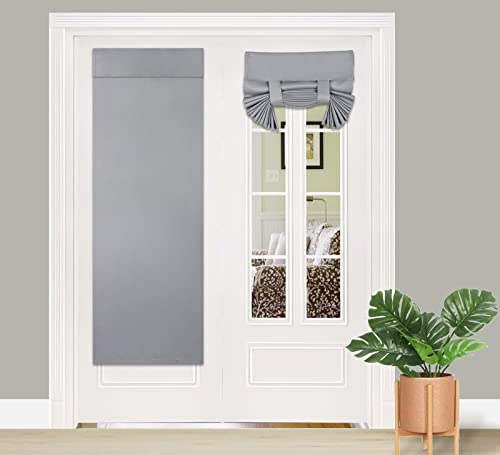 PI Front Door Curtain, 2 Panels - Privacy Thermal Insulated Light Block Curtain for French/Sliding/Patio Door, W34XL68, Light Grey