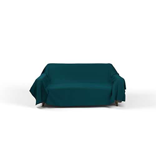 Italian Bed Linen Max Color Plain Plain Blanket 170 x 300 cm Petrol Green