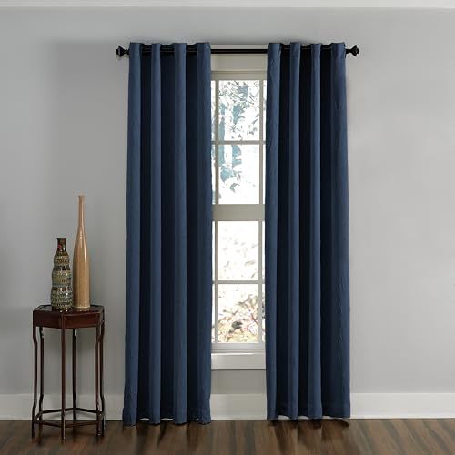 "Curtainworks 1Q806308NY Lenox Grommet Curtain Panel, 50 by 108"", Navy"