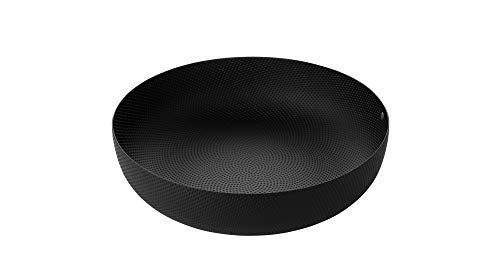 Alessi Jm17/24 BT - Design Round Basket, Coloured Steel with Epoxy Resinand Embossed Decoration, Black, 24 cm