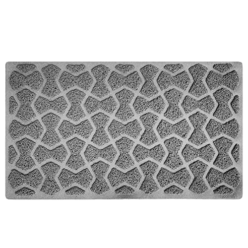 Nicoman Bowtie Shape Low Profile Indoor Outdoor Dirt-Trapper Door Mat Washable Barrier Heavy Duty Doormat – (Watertight Rubber-Back, Grey, 75 x 44cm)