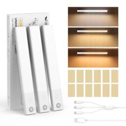 Smiling Shark HM-01 Under Cabinet Lights, 1200mAh Rechargeable Motion Sensor LED 3CCT (3000K/4000K/6000K) Stepless Dimming High Quick Recharge Magnetic Night Lights for Kitchen Bedroom Closet 3-Pack