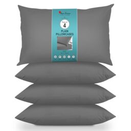 GC GAVENO CAVAILIA Housewife Pillowcases 4 Pairs - 100% Microfibre Bed Pillow - Standard Size 75x50 cm - Hypoallergenic Pillowcase - Envelope Closure - Wrinkle, Fade & Stain Resistant - Charcoal