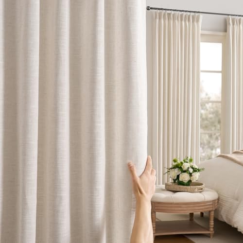 RAIN CITY Natural Linen Pinch Pleated Curtains 2 Panels 40x132