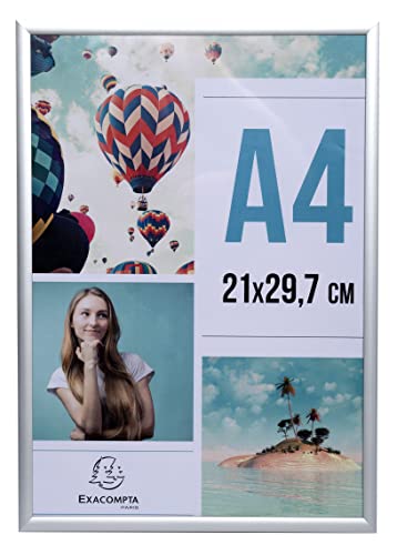 EXACOMPTA - Ref. 84758D - 1 x A4 Photo Frame - Can be placed on a table or hung on the wall - Aluminium edges - Can be used vertically or horizontally - Dimensions: 30.5 x 21.8 x 2.5 cm - Crystal