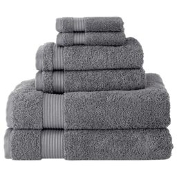 BERIBO Turkish Towel Set 100% Cotton (Serenity) 6 Pieces, 620gsm (Grey)