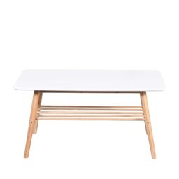 ASPECT Nikko Scandinavian Style Coffee Table With Shelf (White/Bamboo)