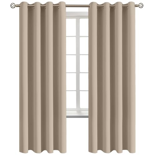 BGment Blackout Curtains - Grommet Thermal Insulated Room Darkening Bedroom and Living Room Curtains, Set of 2 Panels (46 x 72 Inch, Sand)