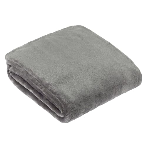 furn. Harrow Fleece Throw – Silky Soft Lightweight Flannel Blanket for Bed or Sofa (Charcoal - 140x180cm)