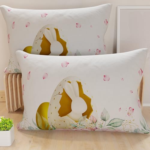 PETTI Artigiani Italiani - Set of 2 Easter Cushion Covers 40x80 cm in Microfibre, Easter Decorative Cushions for Bedroom, Sofa and Living Room, 2 Decorative Pillow Covers, 100% Made in Italy