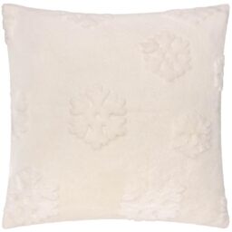 furn. Snowflakes Cushion Cover – Soft Festive Winter Snowflake Decorative Case with Velvet Fibre Finish (Snow White - 50x50cm)