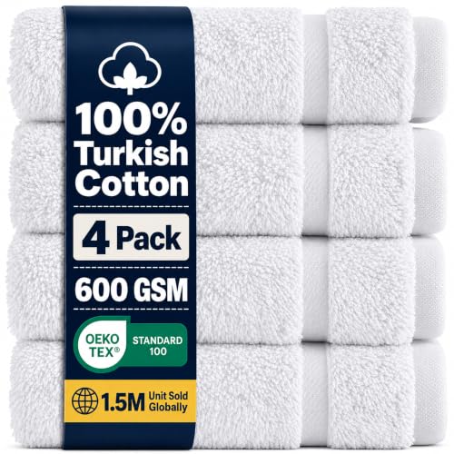 Washcloth Linen Set Premium Original Turkish Cotton, Hotel Quality for Maximum Softness & Absorbency Face Towels for Hand, Kitchen & Cleaning (White Washcloths Set)