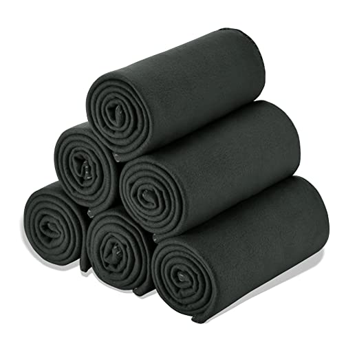 Special SG Glory Fleece Throw Blankets Bulk Fleece Blankets Solid Wholesale Lightweight Warm Soft for Pet Bed Sofa Couch Office Wedding Gifts Travel Seasons (Black, Pack of 6-50x60 Inches)