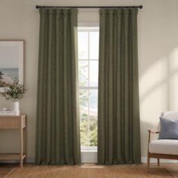 HPD Half Price Drapes Faux Linen Room Darkening Curtains - 84 Inches Long Luxury Linen Curtains for Bedroom & Living Room (1 Panel), 50W X 84L, Khaki Green