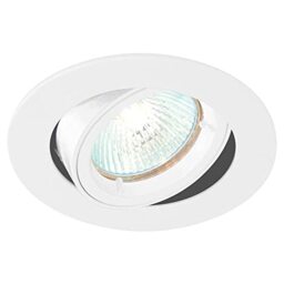 National Lighting Recessed Lighting - Mains Powered LED Spot Lights Downlights for Ceiling - IP20 Rated GU10 Fitting for Halogen or LED - Gloss White Finish, Adjustable Tilt Version