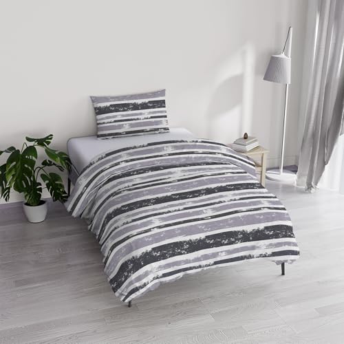 Italian Bed Linen River Cotton Single Duvet Cover Set, Made in Italy – Duvet Cover Set – Duvet Cover 150 x 200 cm with Double Flap and Pillow Cases (Single, Oka)