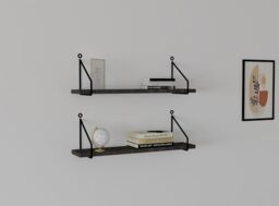Hanah Home Modern Wall Shelf (2 Pieces), Anthracite, 60 x 12 cm, 100% Melamine Coated Particle Board, 18 mm Thick, Stylish & Functional for Industrial Spaces