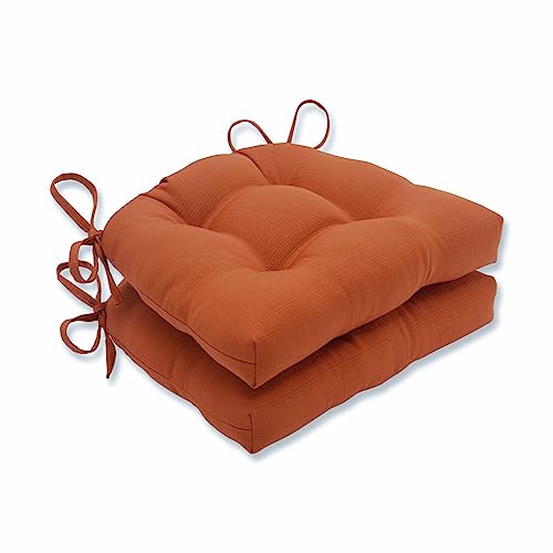 "Pillow Perfect Solid Cinnabar Reversible Chair Pads (Set of 2) 16"" x 15.5"" Brown"