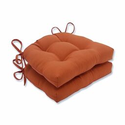 "Pillow Perfect Solid Cinnabar Reversible Chair Pads (Set of 2) 16"" x 15.5"" Brown"