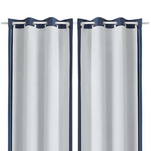 OWENIE 2 Panles 100% Blackout Curtain Liner for Bedroom, Total Blackout Liner 50 Inch Length for Small Curtain, 2 Liners Per Set with 13 Pieces Rings, (Greyish White, 36x50 2 Pieces)