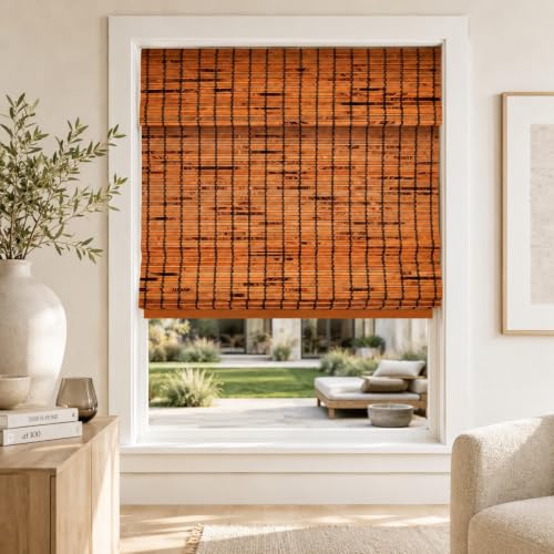 "CHICOLOGY Bamboo Blinds, Bamboo Shades, Roman Shades for Windows, Roman Window Shades, Window Shades for Home, Bamboo Shades for Patio, Blinds & Shades, Window Shade, 23""W X 64""H, Beaver"