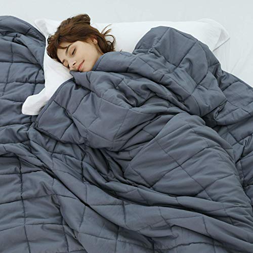 "Weighted Idea Weighted Blankets for Adults (Dark Grey Diamond,48""x72"",15lbs) Breathable Twin Blanket with Premium Glass Beads Heavy Soft Throw Blanket for All-Season"