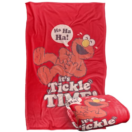Sesame Street Tickle Me Elmo Tickle Time Silky Touch Super Soft Throw Blanket 91 x 147 Cm