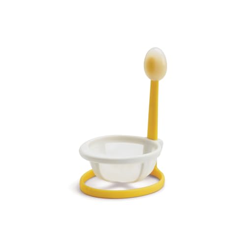 Chef'n Yolkster Egg Poacher Cup, Egg Poaching Basket with Handle, White / Yellow, 8 x 9.5 x 14 cm