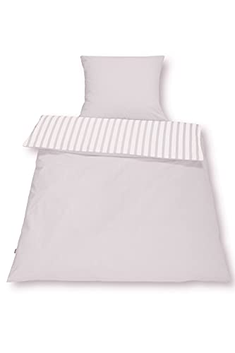 SETEX Cotton Reversible Duvet Cover Set with Pillowcase 100% Cotton 2 Piece Bedding Set Pebble Grey