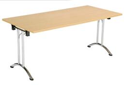 Office Hippo Folding Office Table, Sturdy & Stylish Computer Table Desk, Work Table For Home Office, Versatile Foldable Table For Meeting Room or Boardroom, 5 Year Guarantee - Oak/Chrome